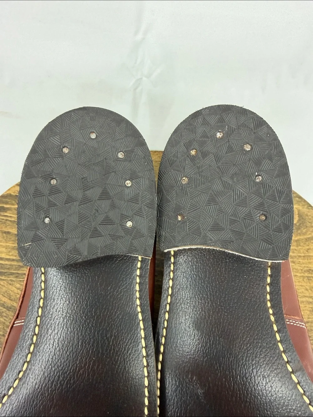 Unused! Vintage Foot Traits Boys Classic Brown Leather Loafers Boat Shoes, sz 5